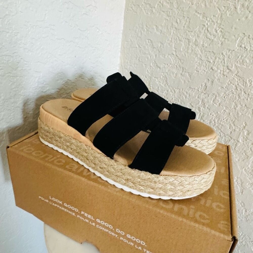 Dr. Scholl's Electric Platform Wedge Sandal, Cushioned, Black/Tan, Size 11, NWT‎